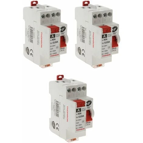 Remise 🥰 3 Interrupteurs Différentiels à Vis - 30mA Type A 40A NF - Thomson ⌛ 3 Remise 🥰 3 Interrupteurs Différentiels à Vis - 30mA Type A 40A NF - Thomson ⌛