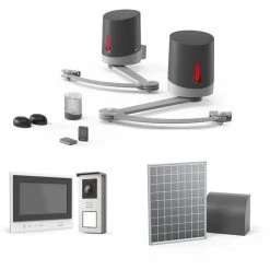 Offres ❤️ Kit Motorisation Pour Portail à 2 Battants Sésame 250 + Kit D'alimentation Solaire Et Visiophone Thomson Air - Gris ⌛